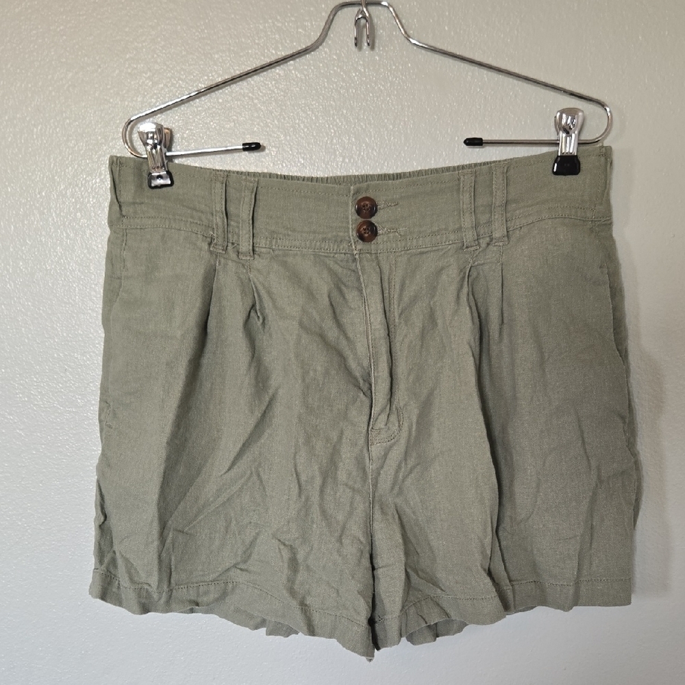 Wallflower | Olive Green Linen Blend Shorts Size XL